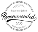Le restaurant St Paul arbore le sceau « Recommandé » 2022 de Restaurant Guru, orné de feuilles.