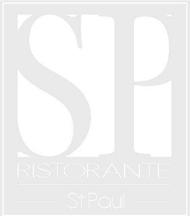 Logo blanc pour « SP Ristorante St Paul » avec lettres stylisées.