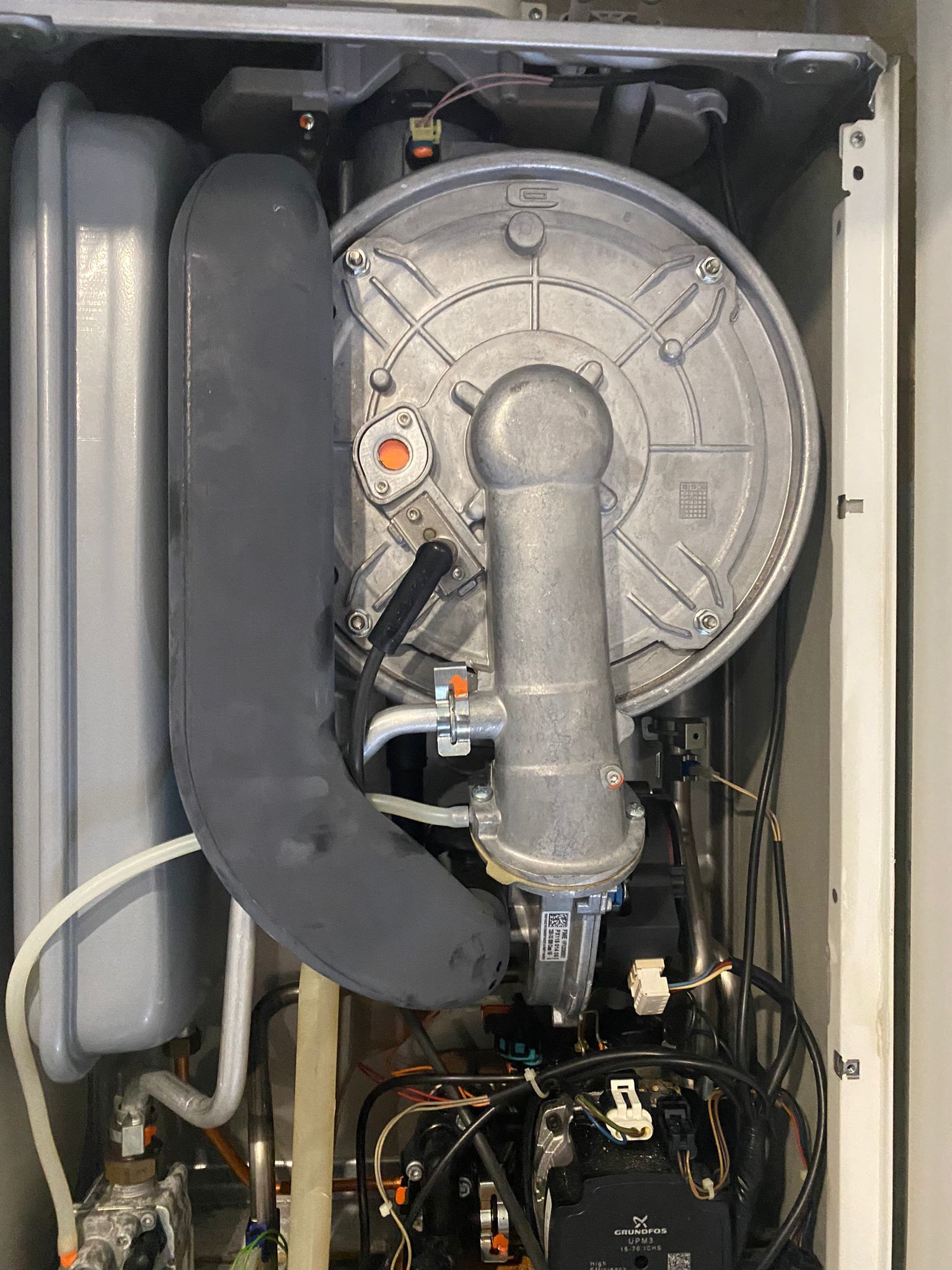 Inside gas boiler during installation in Aberdeen