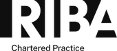 RIBA Chartered Practice logo with white text on black background.