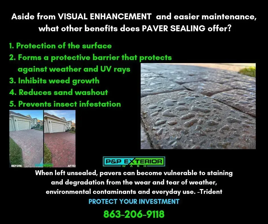 Promotional graphic for PGR Exterior’s pavement sealing, with bullet points and a pavement photo.
