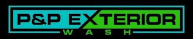 P&P Exterior Wash logo in teal and green on a black background