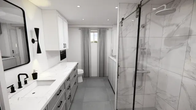 salle de bain design et moderne avec carrelage marbre
