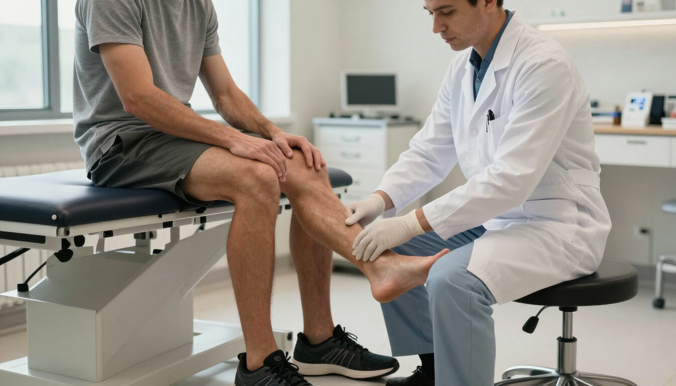 Sports medicine in podiatry helping an athlete recover from an ankle injury