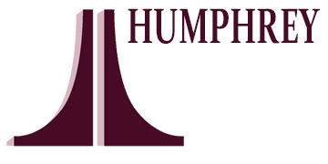 Humphrey logo with a maroon stylized tower and wordmark on white background
