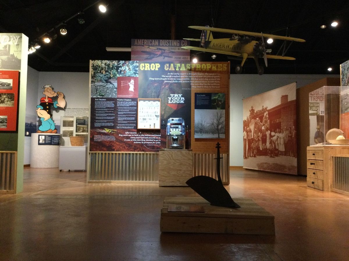 A museum with a sign that says camp catastrophe