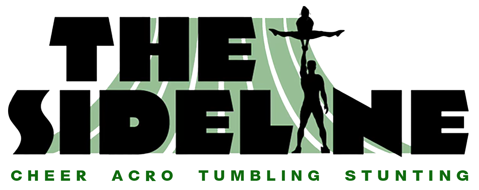 A logo for the sideline cheer acro tumbling stunting