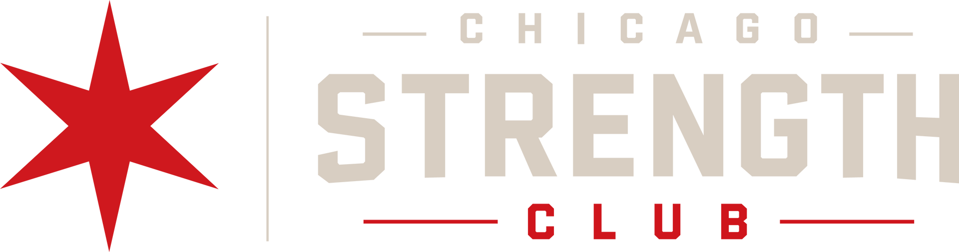 Chicago Strength Club logo with red star and gray text on white background