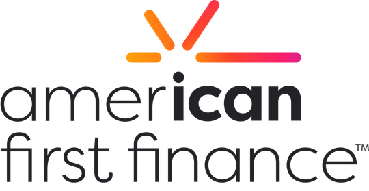 American First Finance logo with orange and pink mark above black text