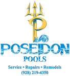 Logo for Poseidon Pools: trident,