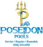 Logo for Poseidon Pools: trident,