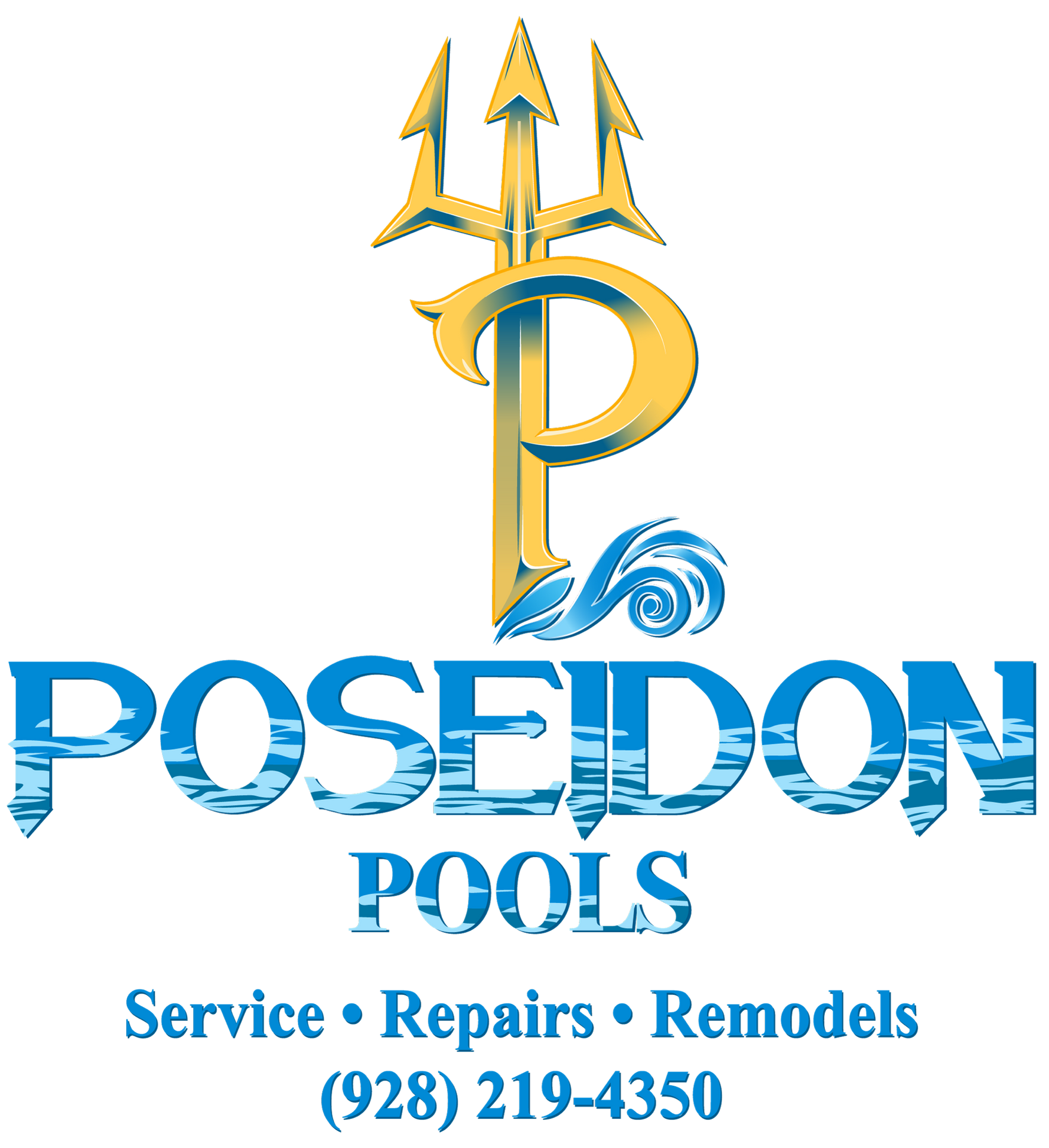 Logo for Poseidon Pools: trident,