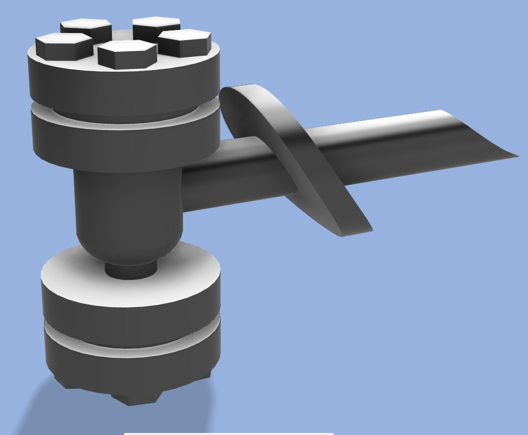 A 3d model of a hammer on a blue background