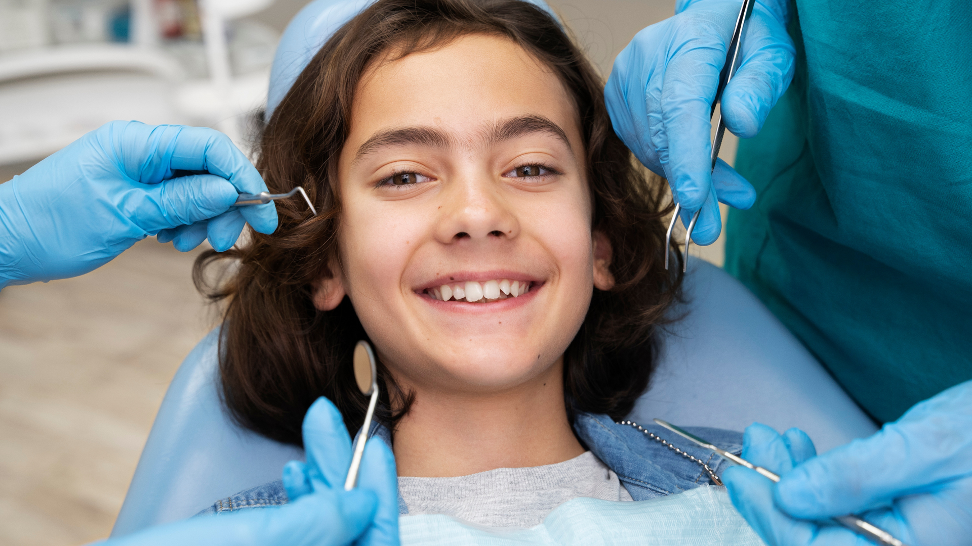 seven year old child visiting a pediatric dentist