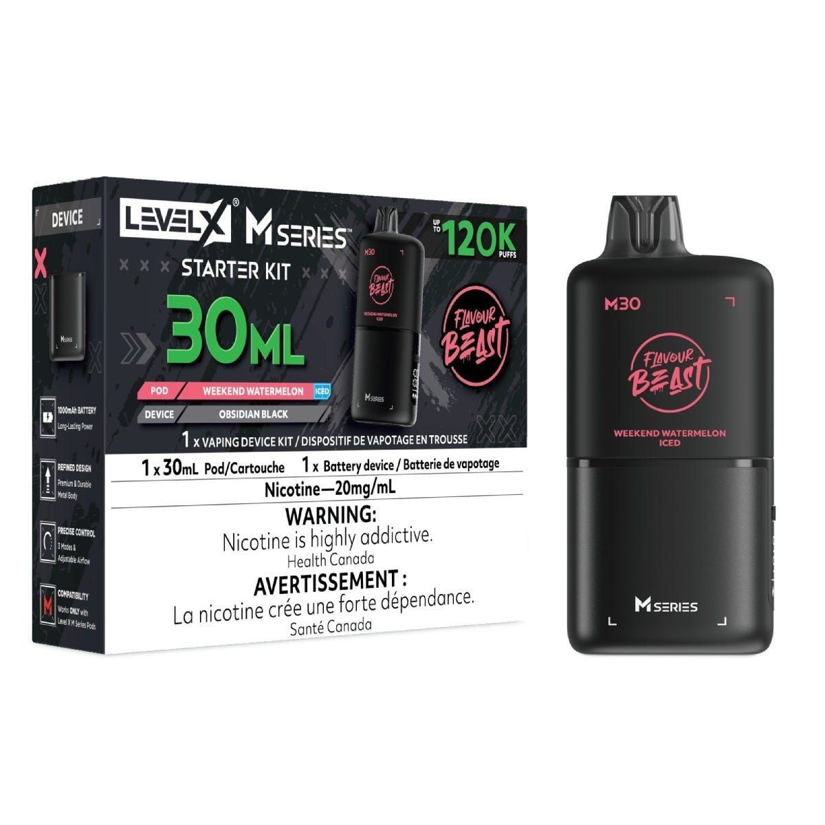 Level X M Series Starter Kit 30mL - Flavour Beast - Weekend Watermelon Iced 20mg