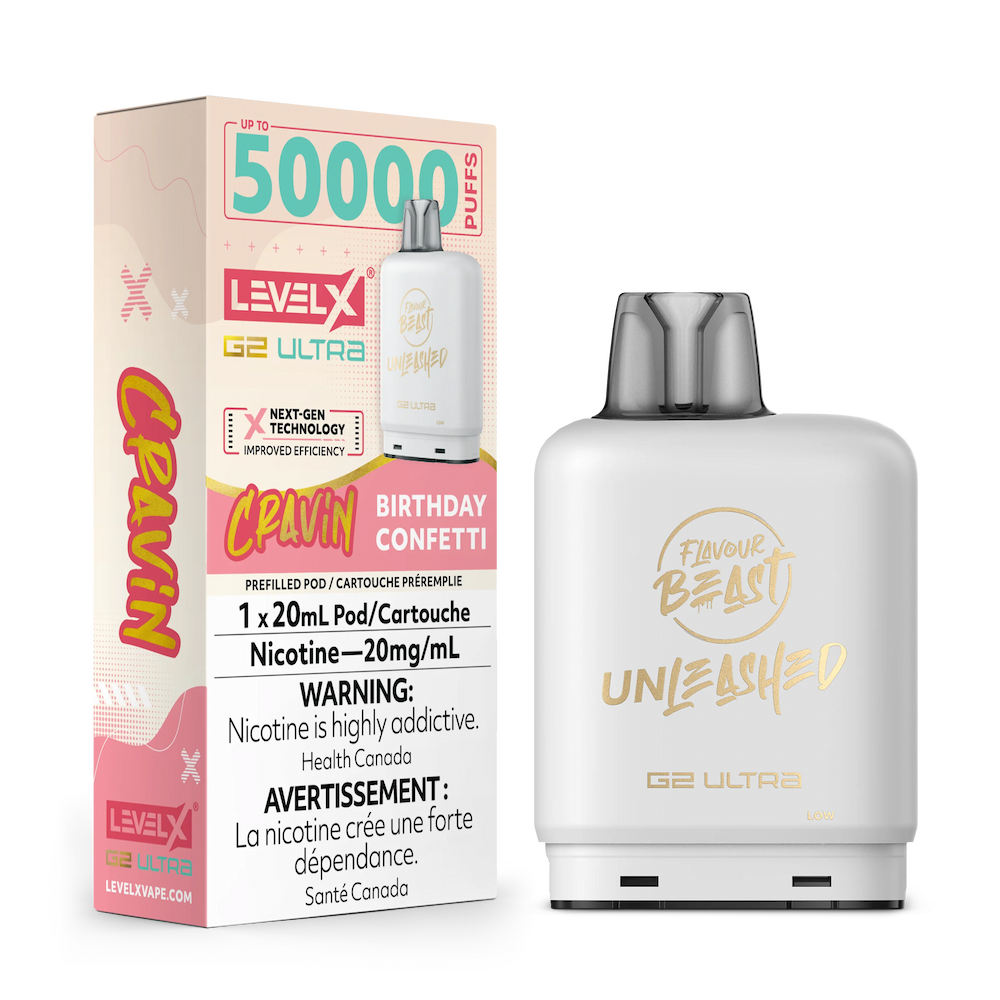 Level X G2 Ultra Pod 20mL - Unleashed - Cravin Birthday Confetti 20mg