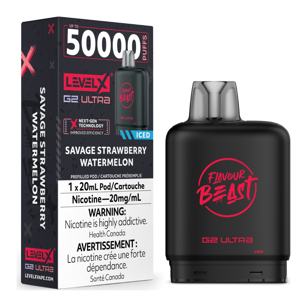 Level X G2 Ultra Pod 20mL - Flavour Beast - Savage Strawberry Watermelon Iced 20mg