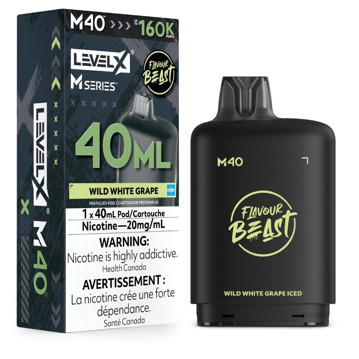 Level X M Series Pod 40mL - Flavour Beast - Wild White Grape Iced 20mg