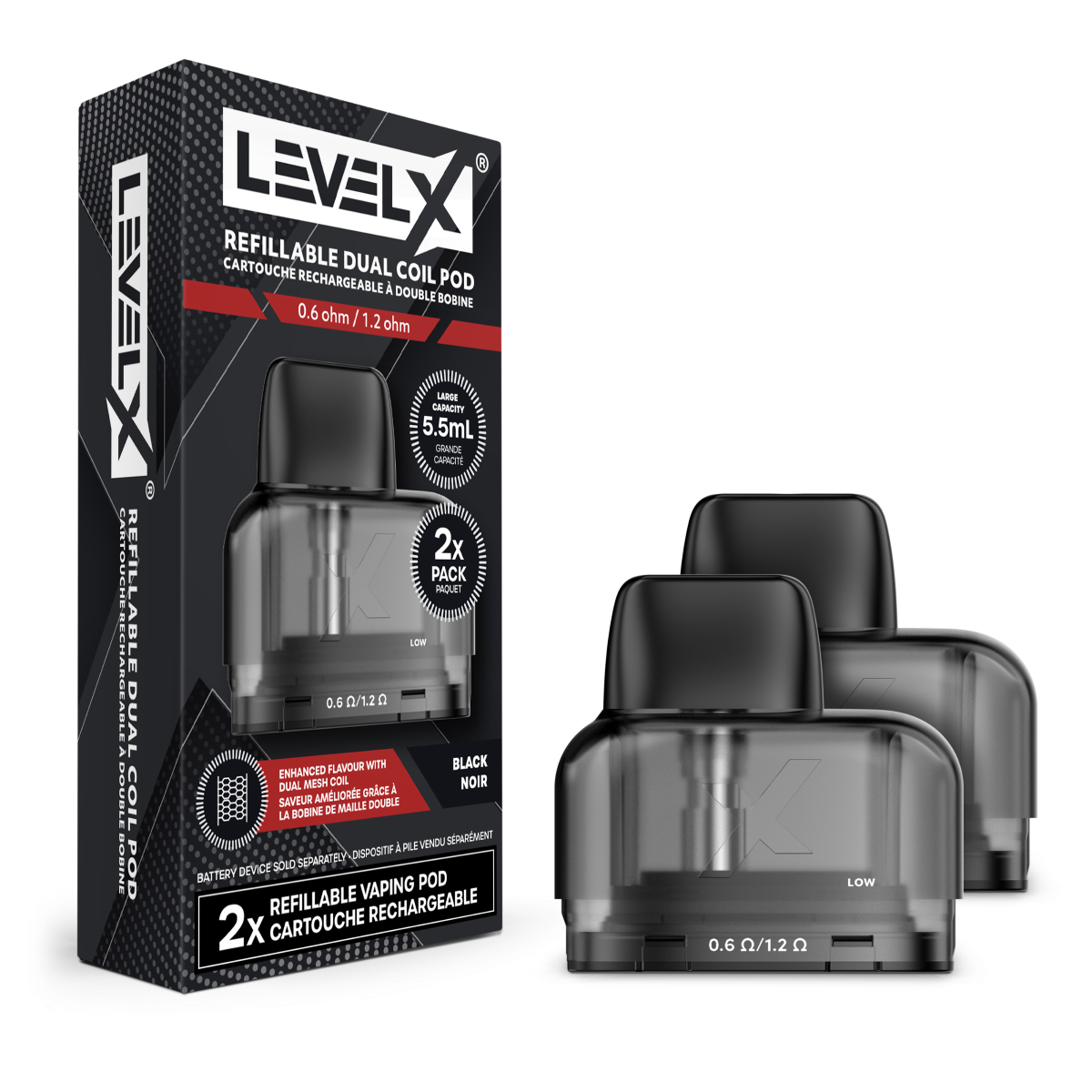 Level X Refillable Dual Coil Pod (2 Pack) - 0.6/1.2ohm