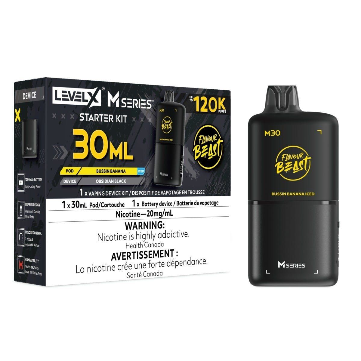Level X M Series Starter Kit 30mL - Flavour Beast - Bussin Banana Iced 20mg