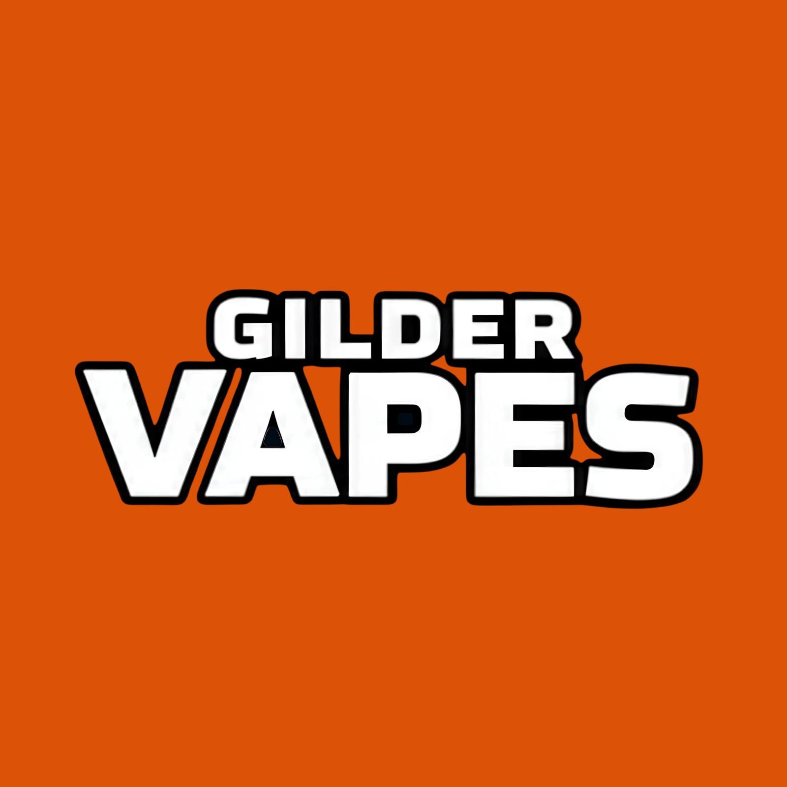 GILDER VAPES logo in bold white text on an orange background