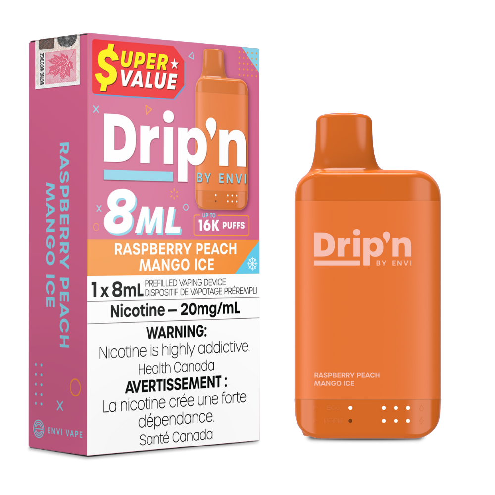 Dripn by Envi 8mL Disposable - Raspberry Peach Mango Ice 20mg