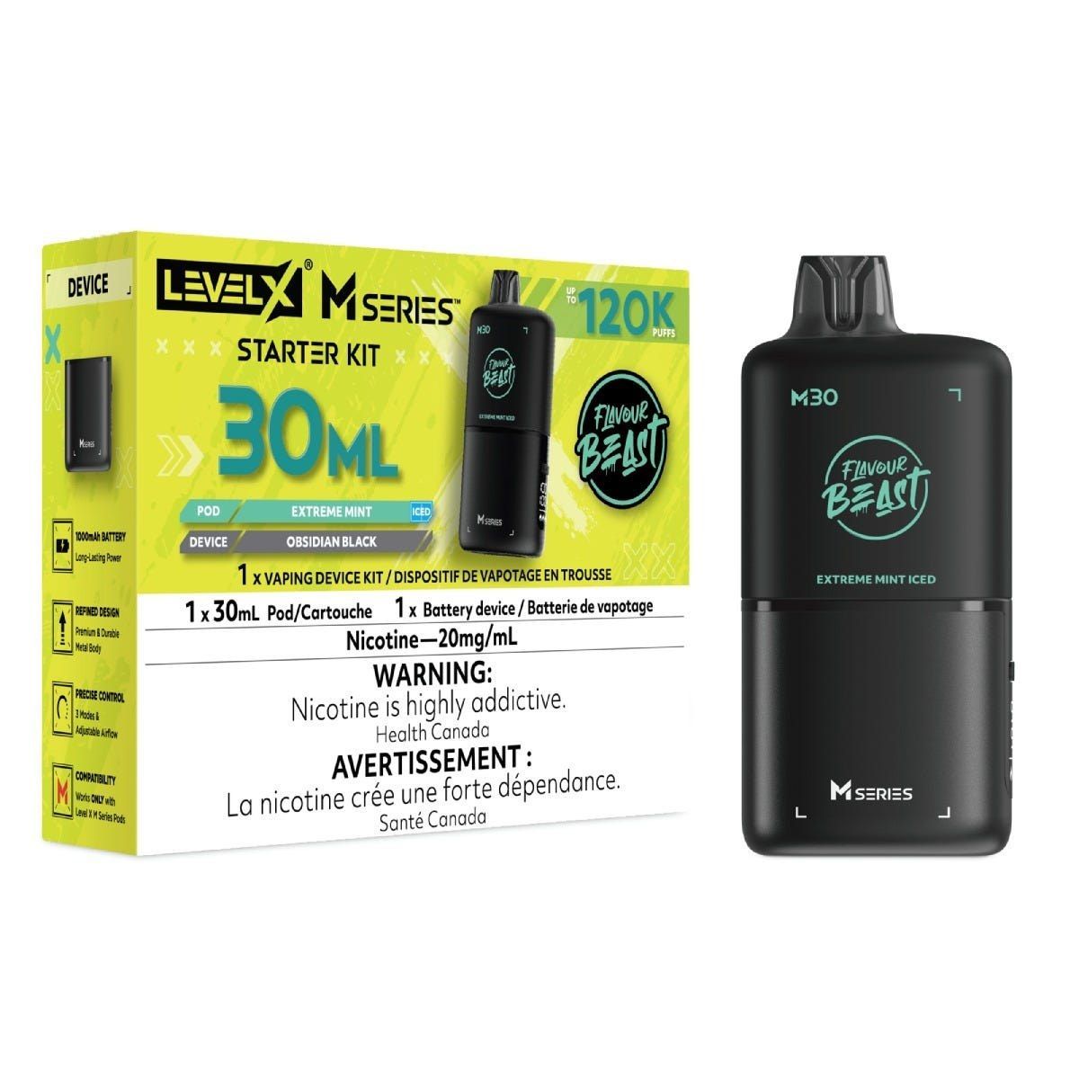 Level X M Series Starter Kit 30mL - Flavour Beast - Extreme Mint Iced 20mg