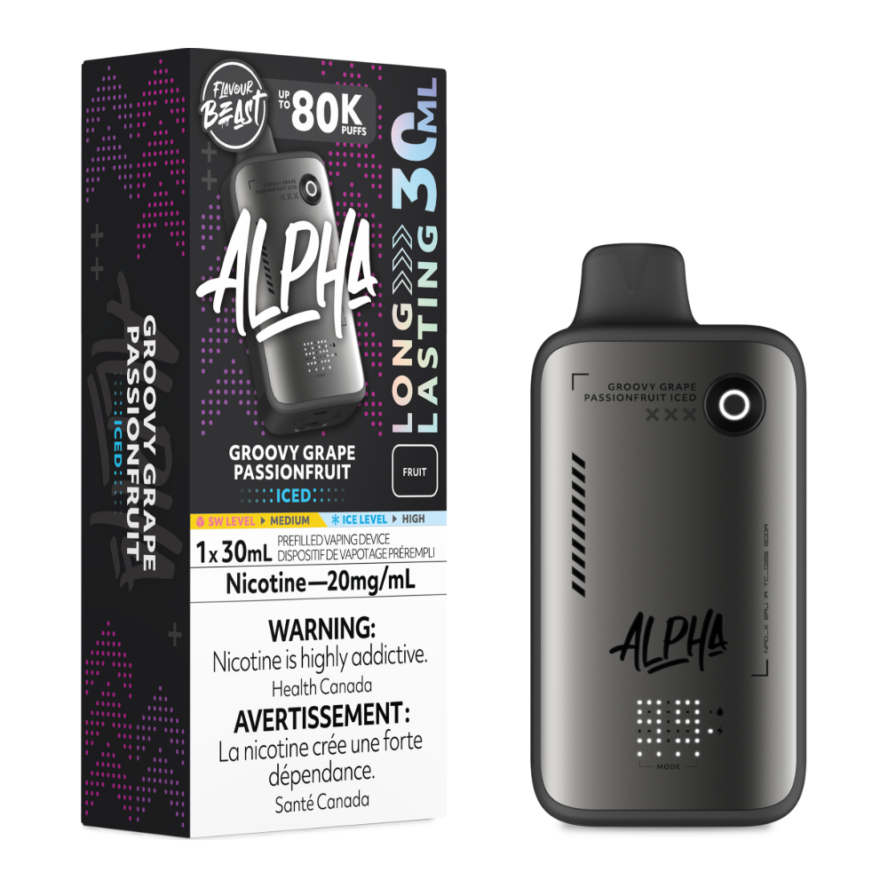 Flavour Beast Alpha Disposable - Groovy Grape Passionfruit Iced 20mg