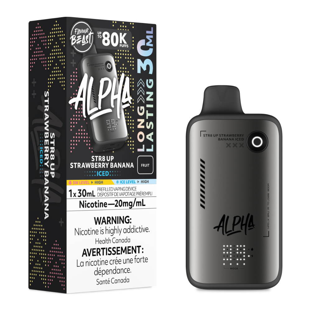 Flavour Beast Alpha Disposable - STR8 UP Strawberry Banana Iced 20mg