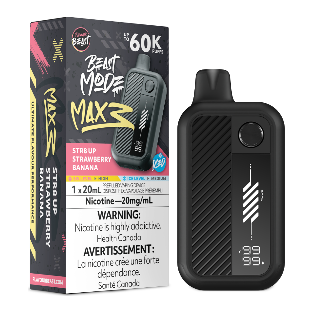 Flavour Beast Beast Mode Max 3 Disposable - STR8 UP Strawberry Banana Iced 20mg