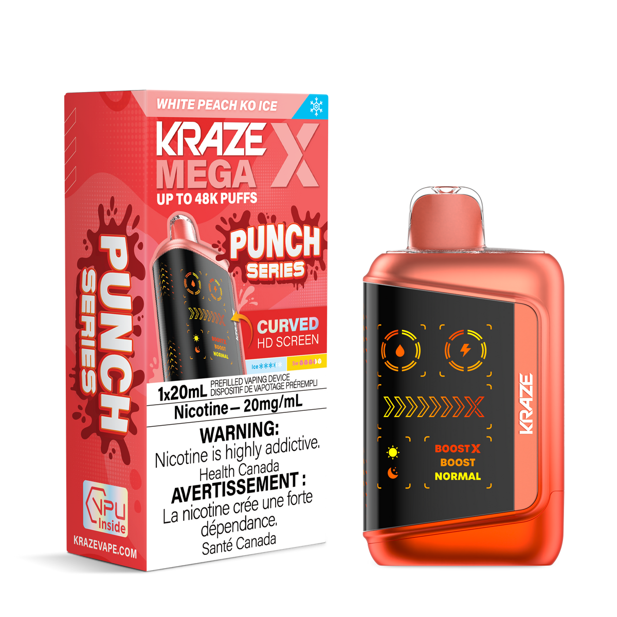 Kraze Mega X - White Peach KO Ice 20mg