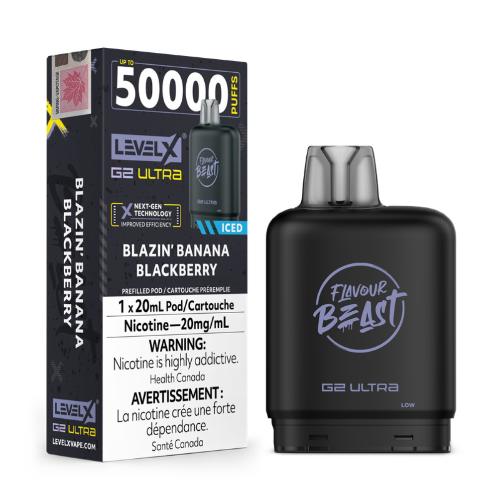 Level X G2 Ultra Pod 20mL - Flavour Beast - Blazin’ Banana Blackberry Iced 20mg