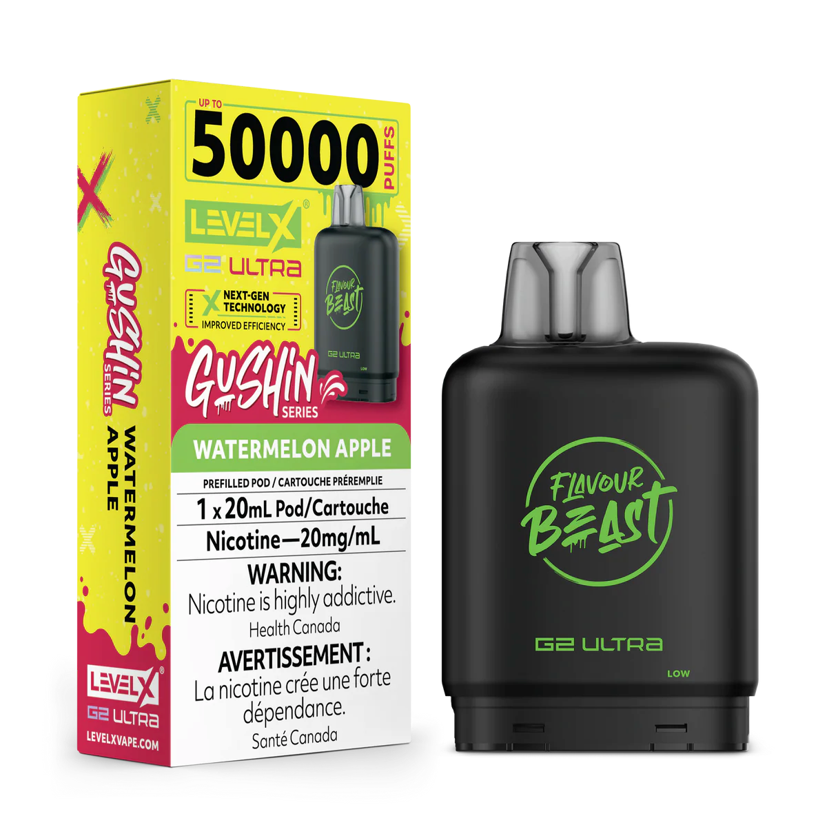 Level X G2 Ultra Pod 20mL - Flavour Beast - G.S. Watermelon Apple 20mg