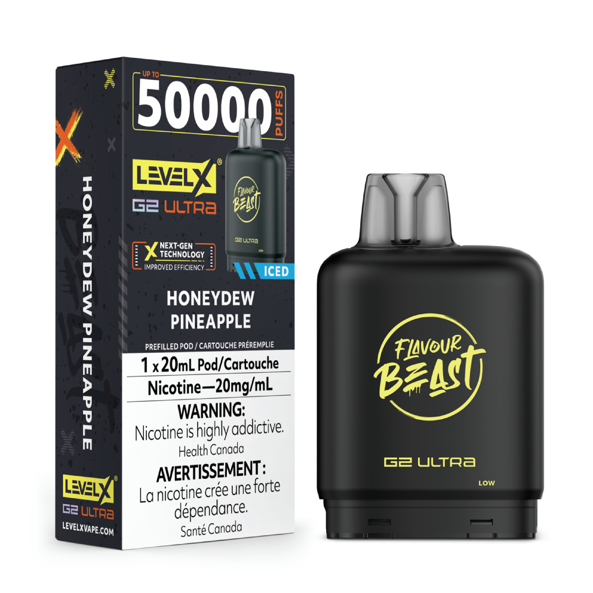 Level X G2 Ultra Pod 20mL - Flavour Beast - Honeydew Pineapple Iced 20mg