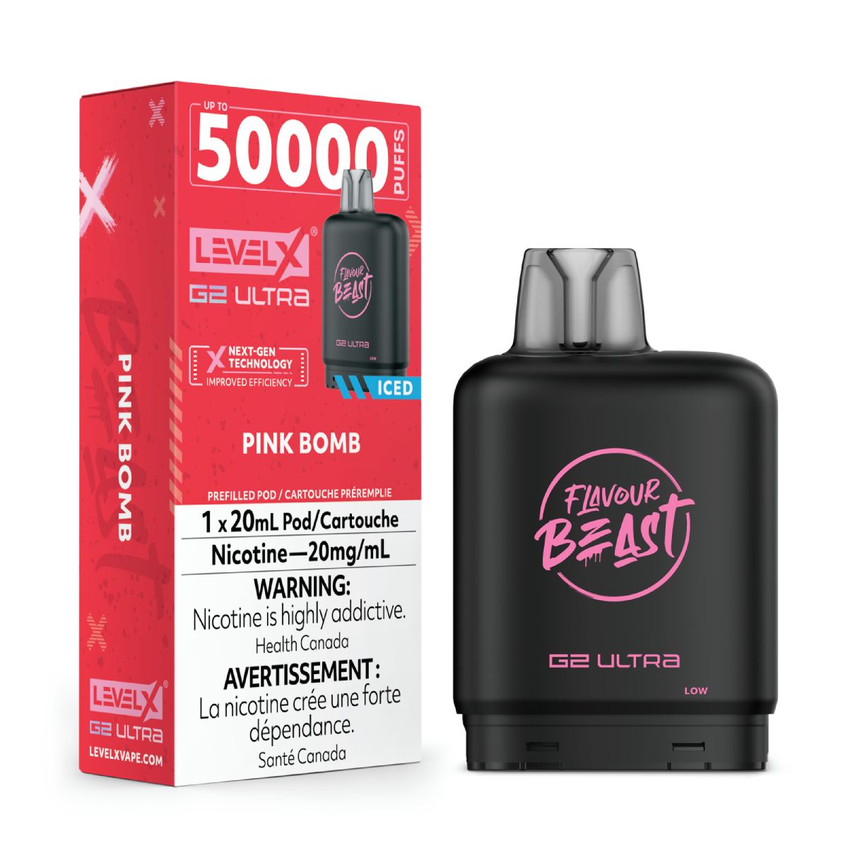 Level X G2 Ultra Pod 20mL - Flavour Beast - Pink Bomb Iced 20mg