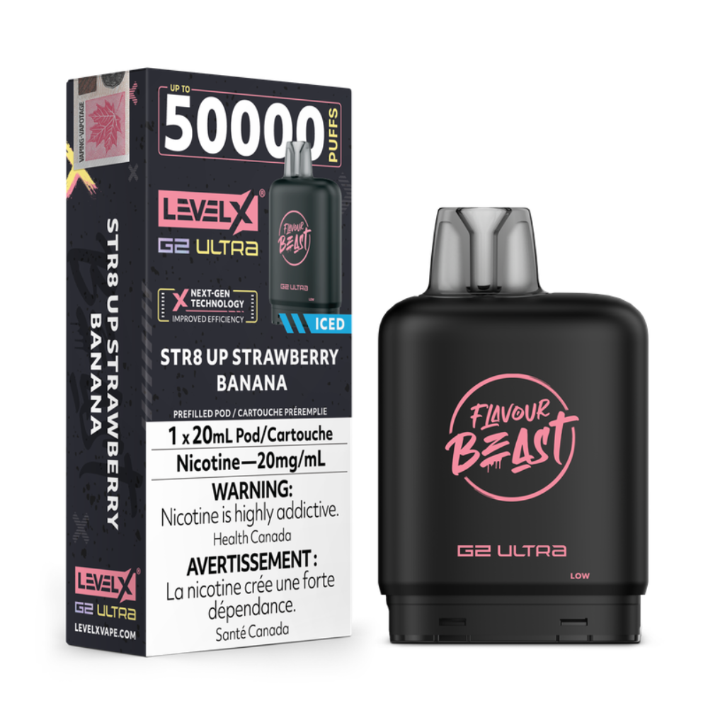 Level X G2 Ultra Pod 20mL - Flavour Beast - STR8 UP Strawberry Banana Iced 20mg