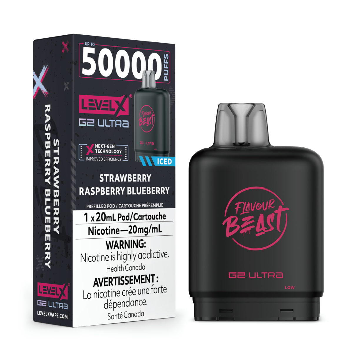 Level X G2 Ultra Pod 20mL - Flavour Beast - Strawberry Raspberry Blueberry Iced 20mg
