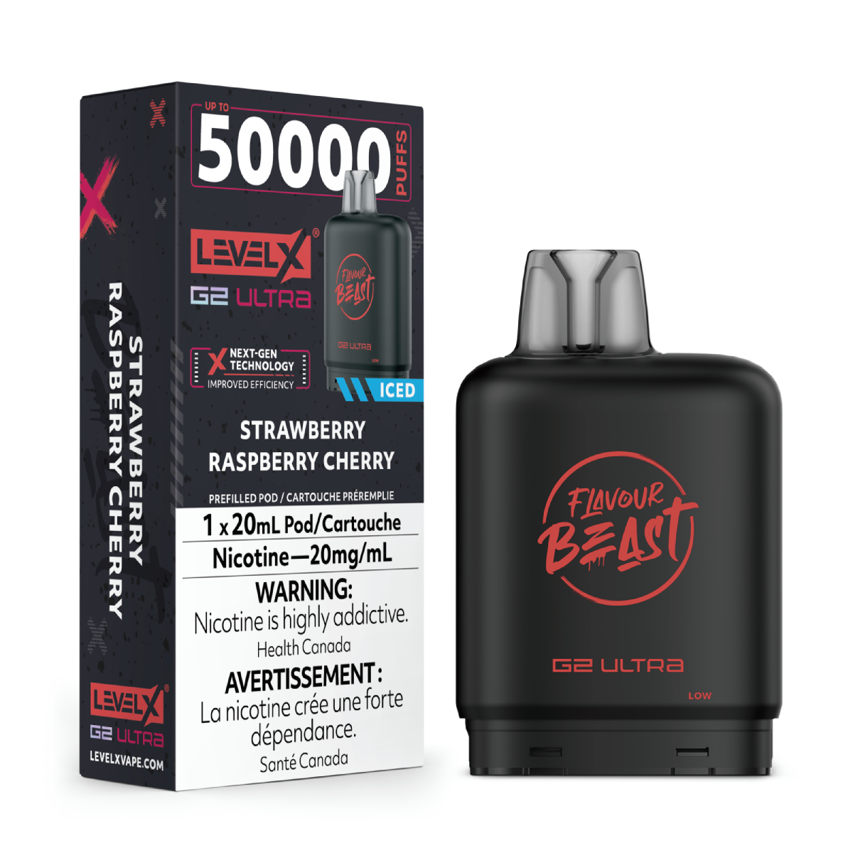 Level X G2 Ultra Pod 20mL - Flavour Beast - Strawberry Raspberry Cherry Iced 20mg
