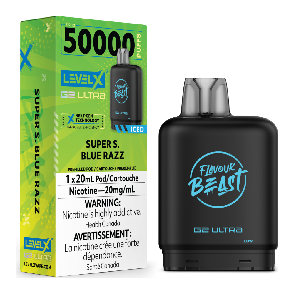 Level X G2 Ultra Pod 20mL - Flavour Beast - Super S. Blue Razz Iced 20mg