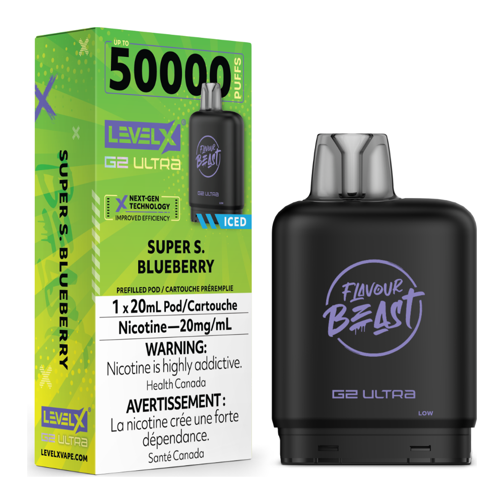 Level X G2 Ultra Pod 20mL - Flavour Beast - Super S. Blueberry Iced 20mg