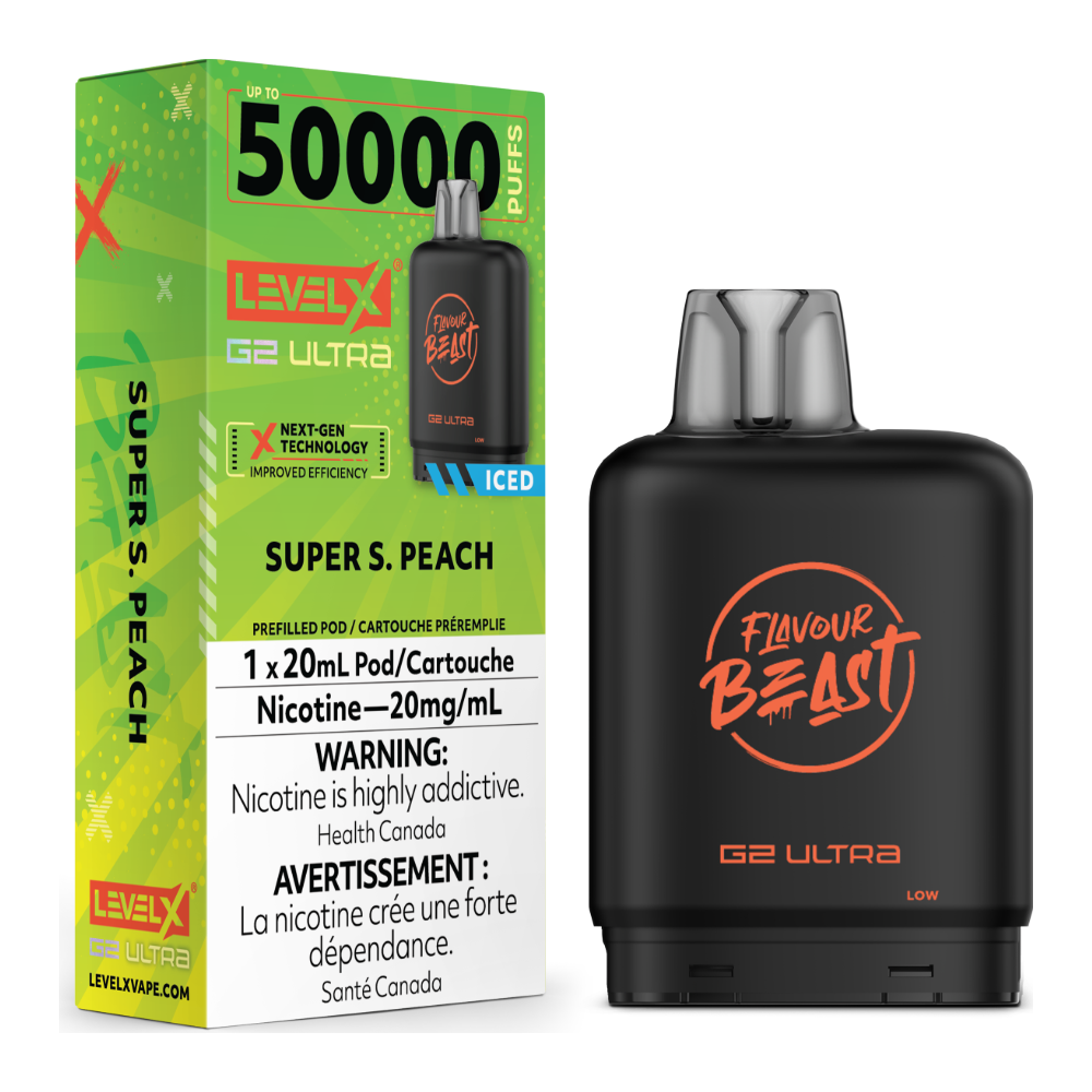 Level X G2 Ultra Pod 20mL - Flavour Beast - Super S. Peach Iced 20mg