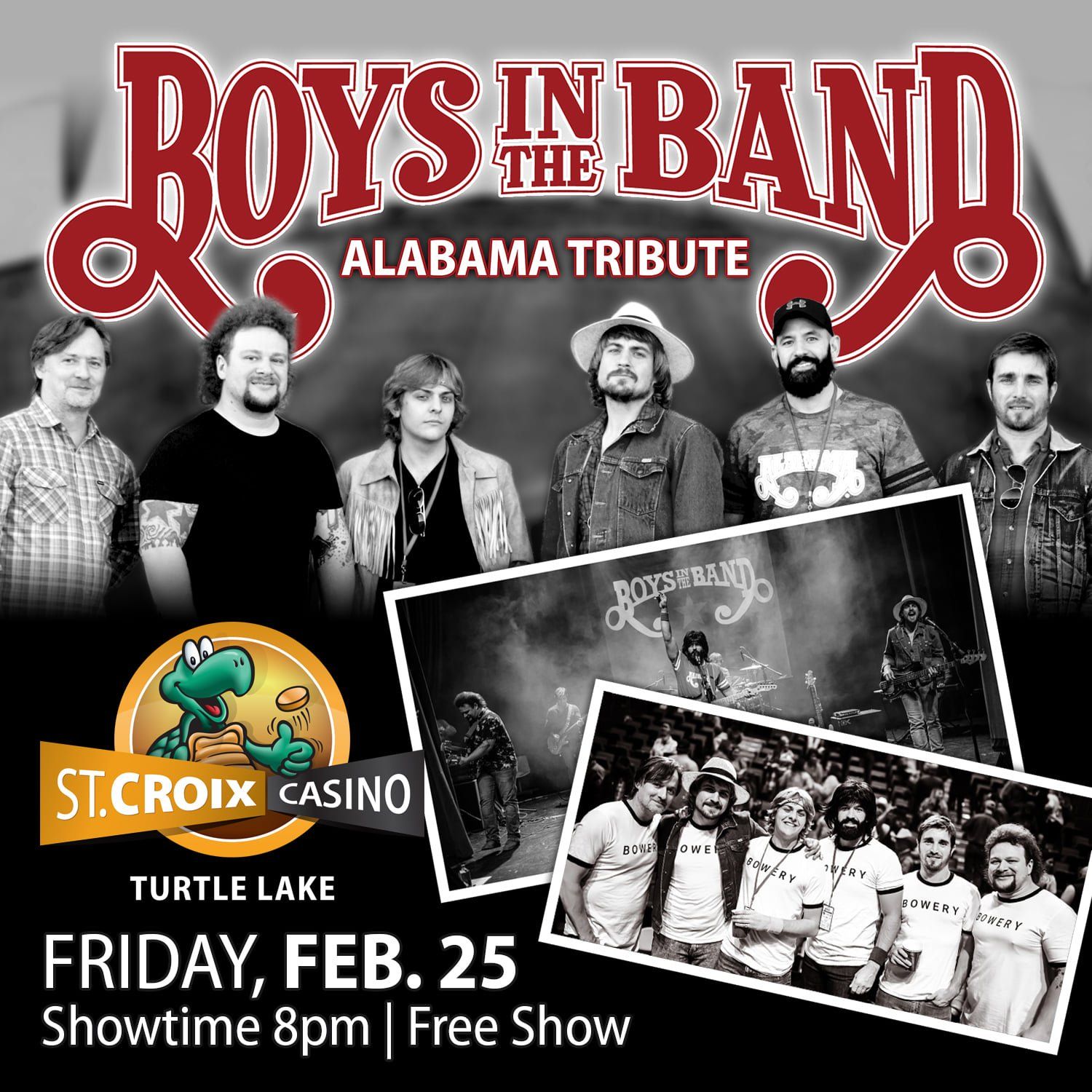 A poster for boys in the band alabama tribute