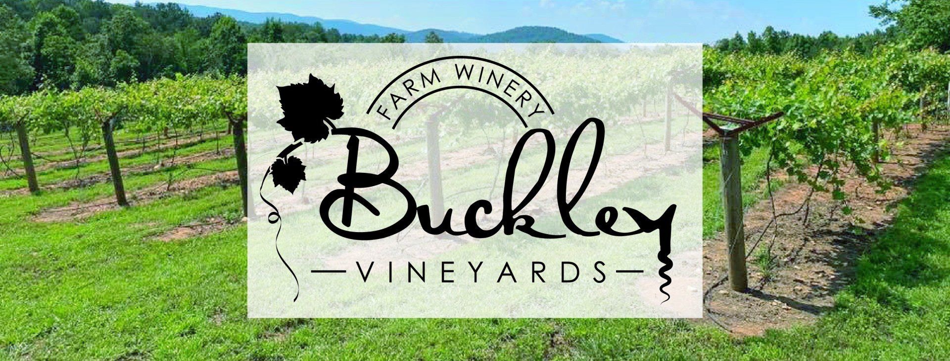 A picture of a vineyard with a logo for buckley vineyards