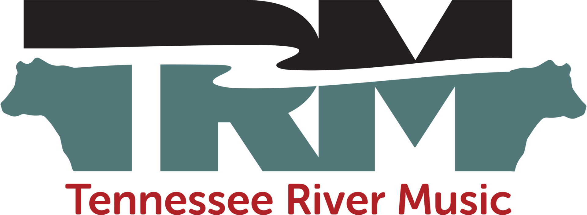 A logo for tennessee river music with a map of tennessee