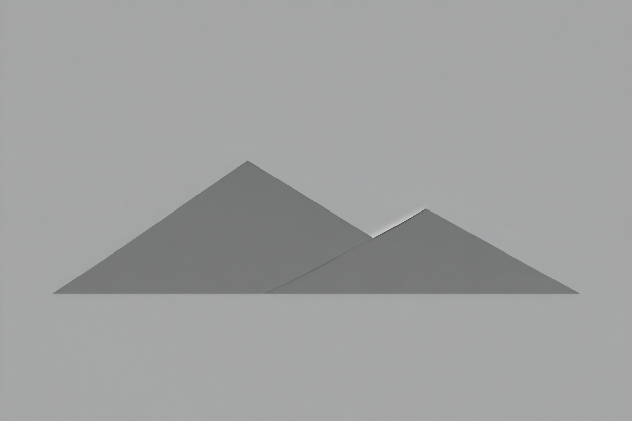 Two gray mountain-like triangles on a light gray background