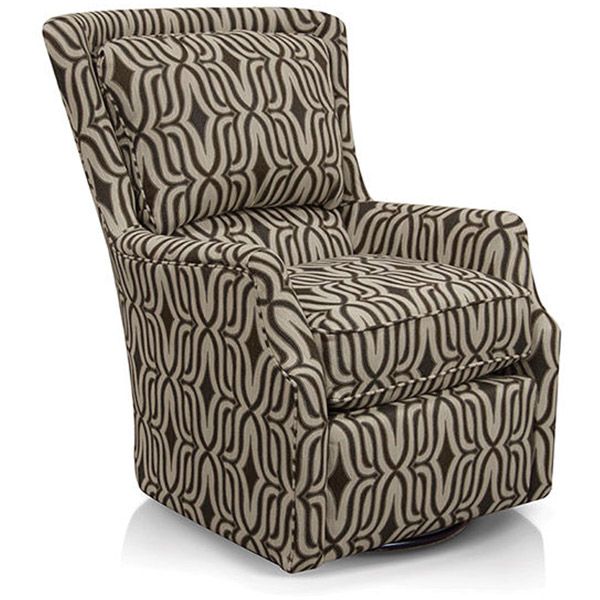 Patterned upholstered recliner chair in brown and beige