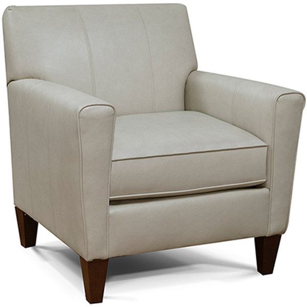 Light gray upholstered armchair with wooden legs on a white background