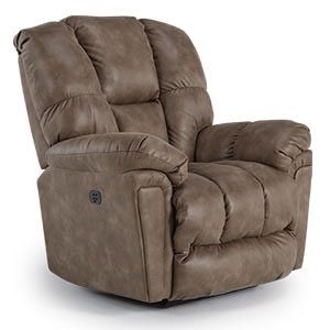 Brown upholstered recliner chair on a white background