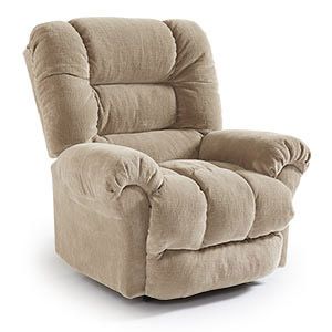Beige cushioned recliner chair on a white background