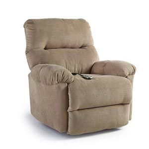 Beige cushioned recliner chair with padded armrests and backrest